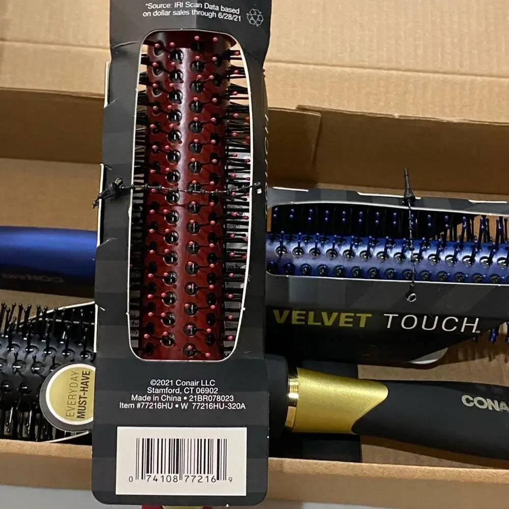 Conair Velvet Touch® Small Metal Nylon Round 3 Brushes bundle nwt